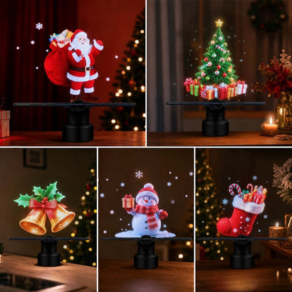 🎄LED Lamp Beads Christmas Naked Eye Holographic 3D Projection Fan