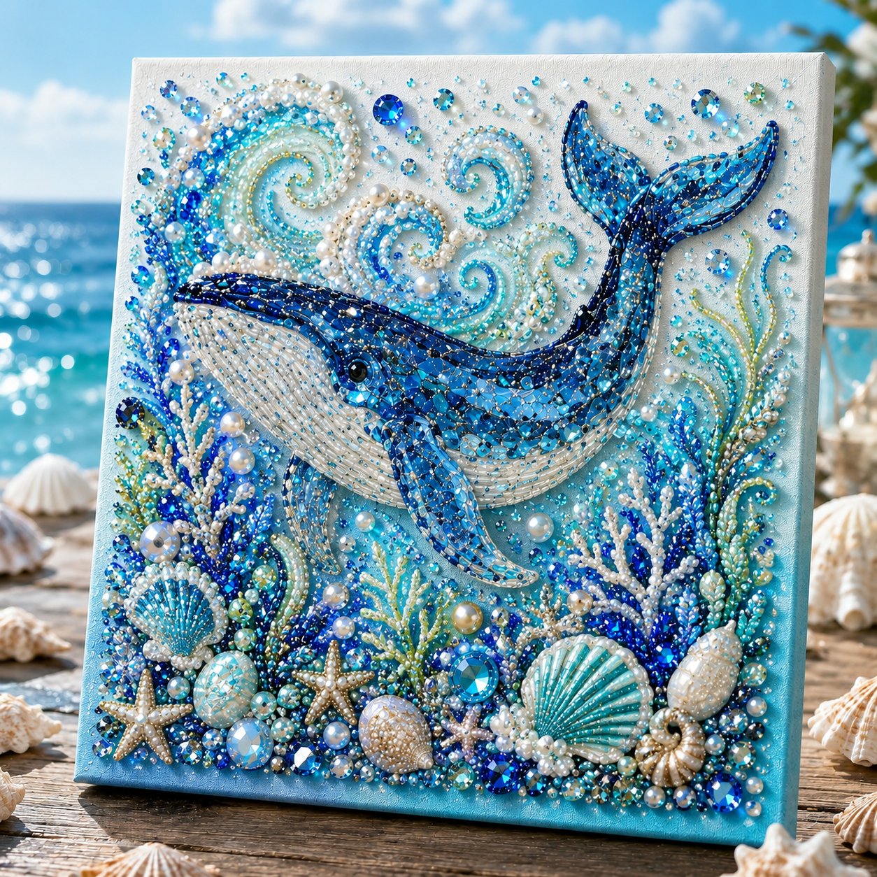 🌊✨💯Ocean Theme Pearl Art DIY Kit – Relaxing DIY Craft to Create Stunning Coastal Artwork