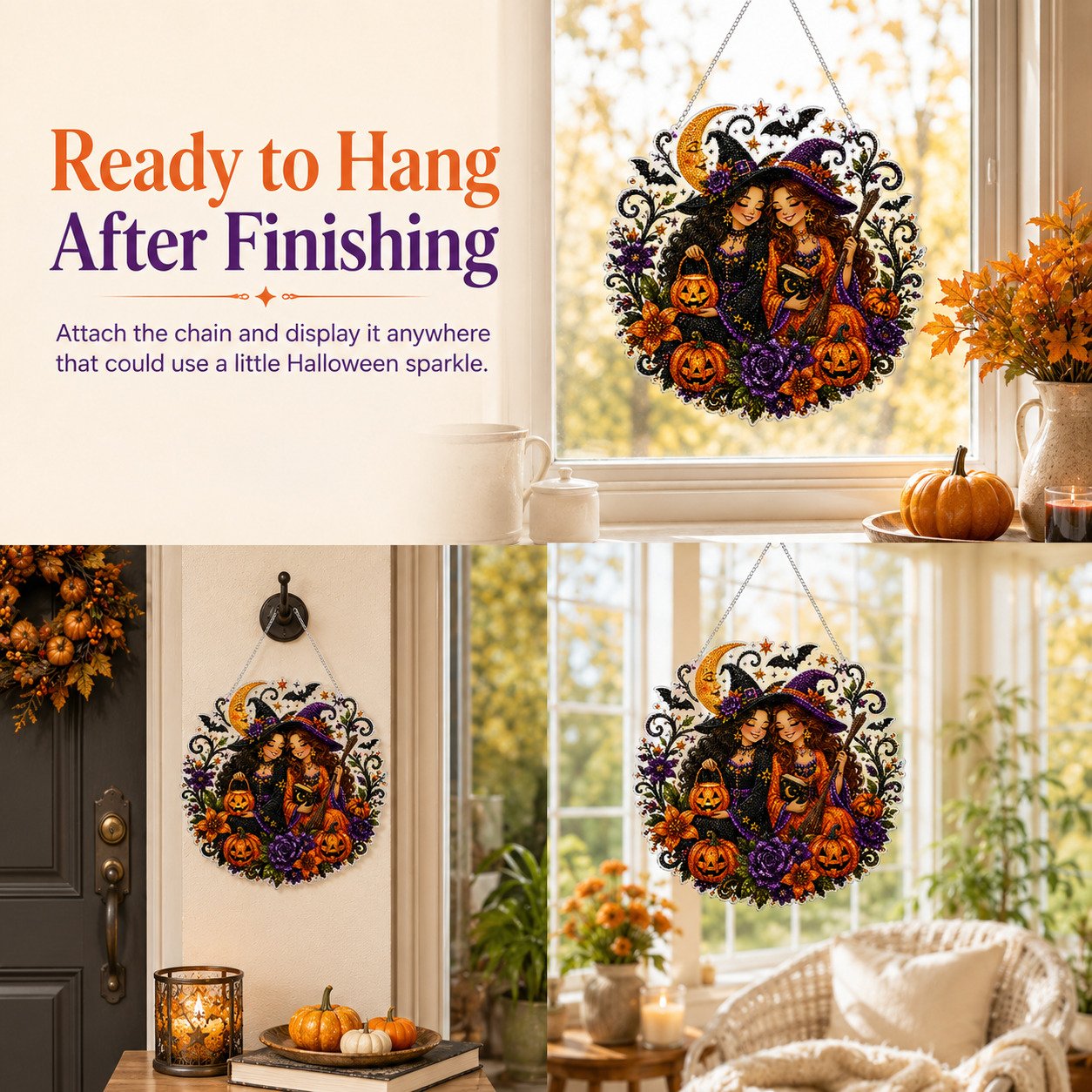 🎃🍂 DIY Rustic Harvest Pumpkin Diamond Art Window Suncatcher