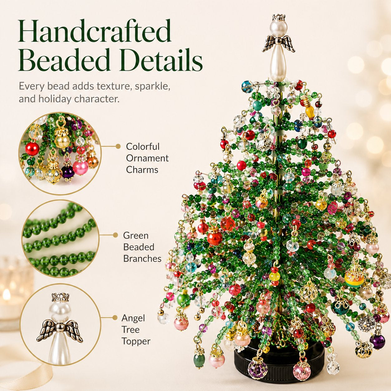 🎄✨ DIY Beaded Christmas Tree Kit – 🎅Create Your Own Sparkling Holiday Decorationvv