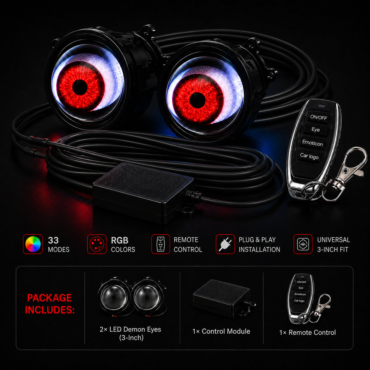 🏎️GhostLens Demon Eye LED Headlight Kit - Fits all cars, makes/models❗️
