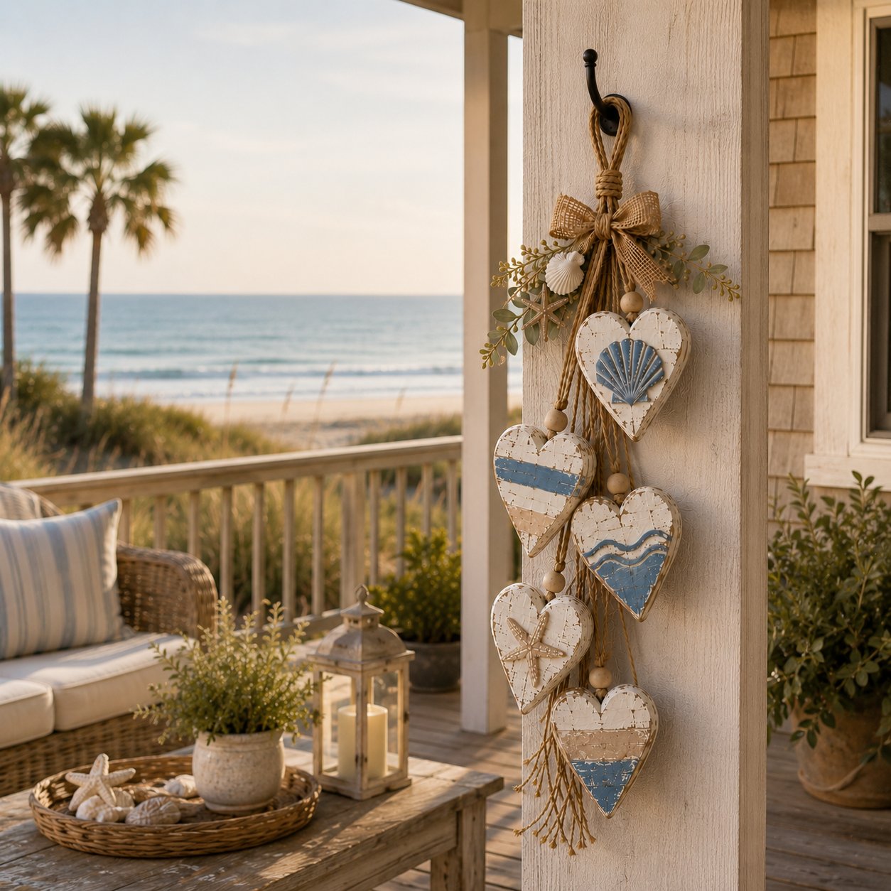 Rustic Hanging Heart Wall Decor with Optional Warm Lights