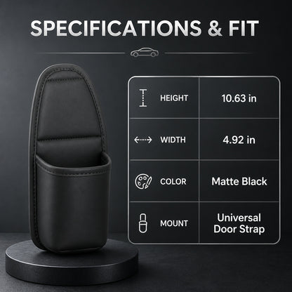 Large PU Leather Car Door Cup Holder & Storage Pocket