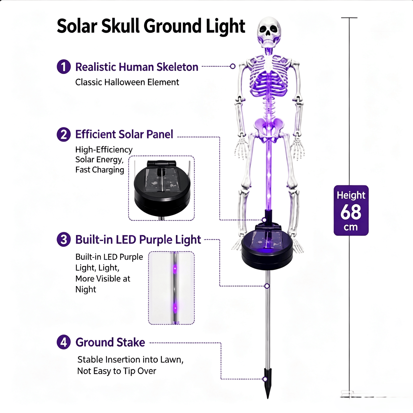 Solar-powered skull-shaped garden stake light