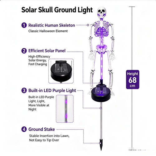 Solar-powered skull-shaped garden stake light