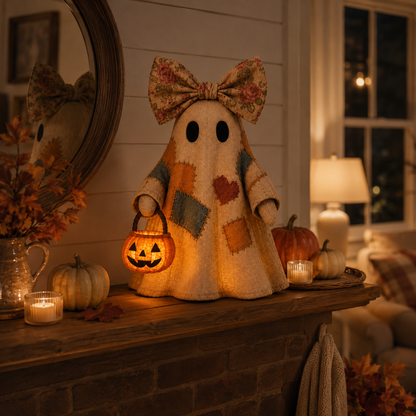 👻Lighted Vintage Patchwork Ghost