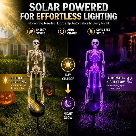 Solar-powered skull-shaped garden stake light