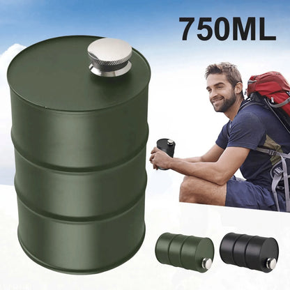 350ml/750ml Oil Drum Anti-rust Leak-proof No Odor Portable Wine Storage🛢Food Grade Camping Whisky Flagon Wine Jug Camping Supplies【liquor is not included】