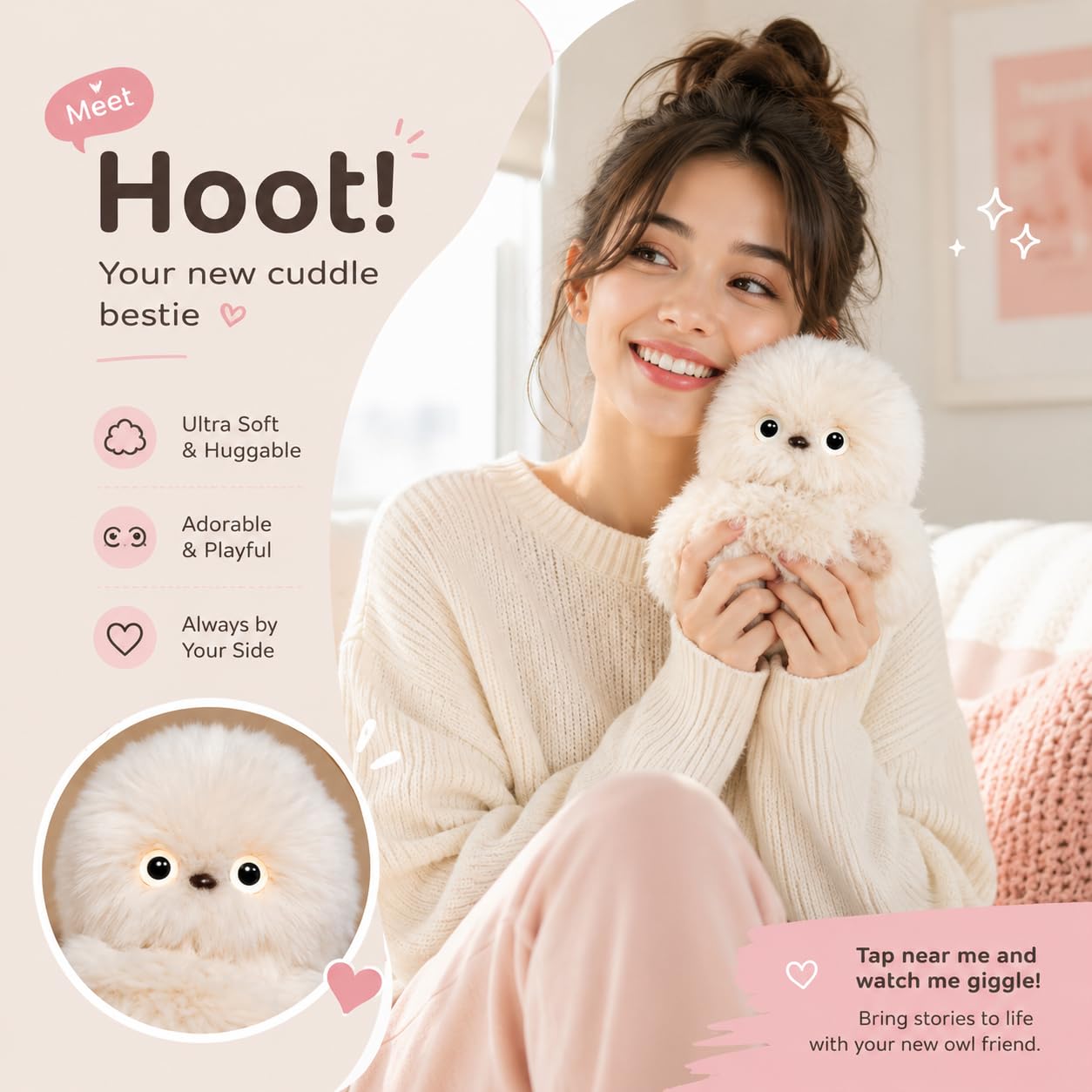🦉 Fluffy AI Companion™ – Interactive Talking Plush Bag Charm That Responds to Your Touch