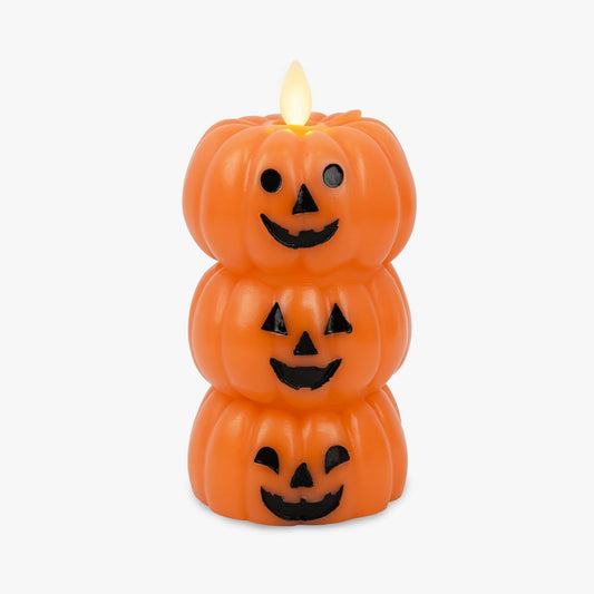 🎃🕯️ STACKED JACK-O'-LANTERNS FLAMELESS LED CANDLE