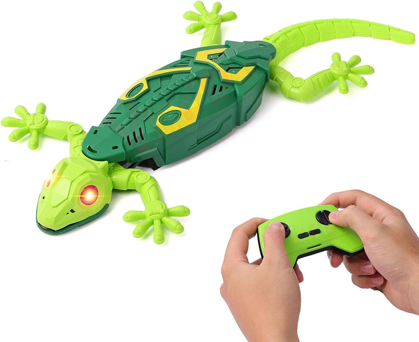 Rechargeable Remote Control Wall Climbing Robot Lizard | 360° Rotation, Low Noise, LED Lights | Fun Wall Crawler Prank Toy for Kids Ages 4+ (Green)