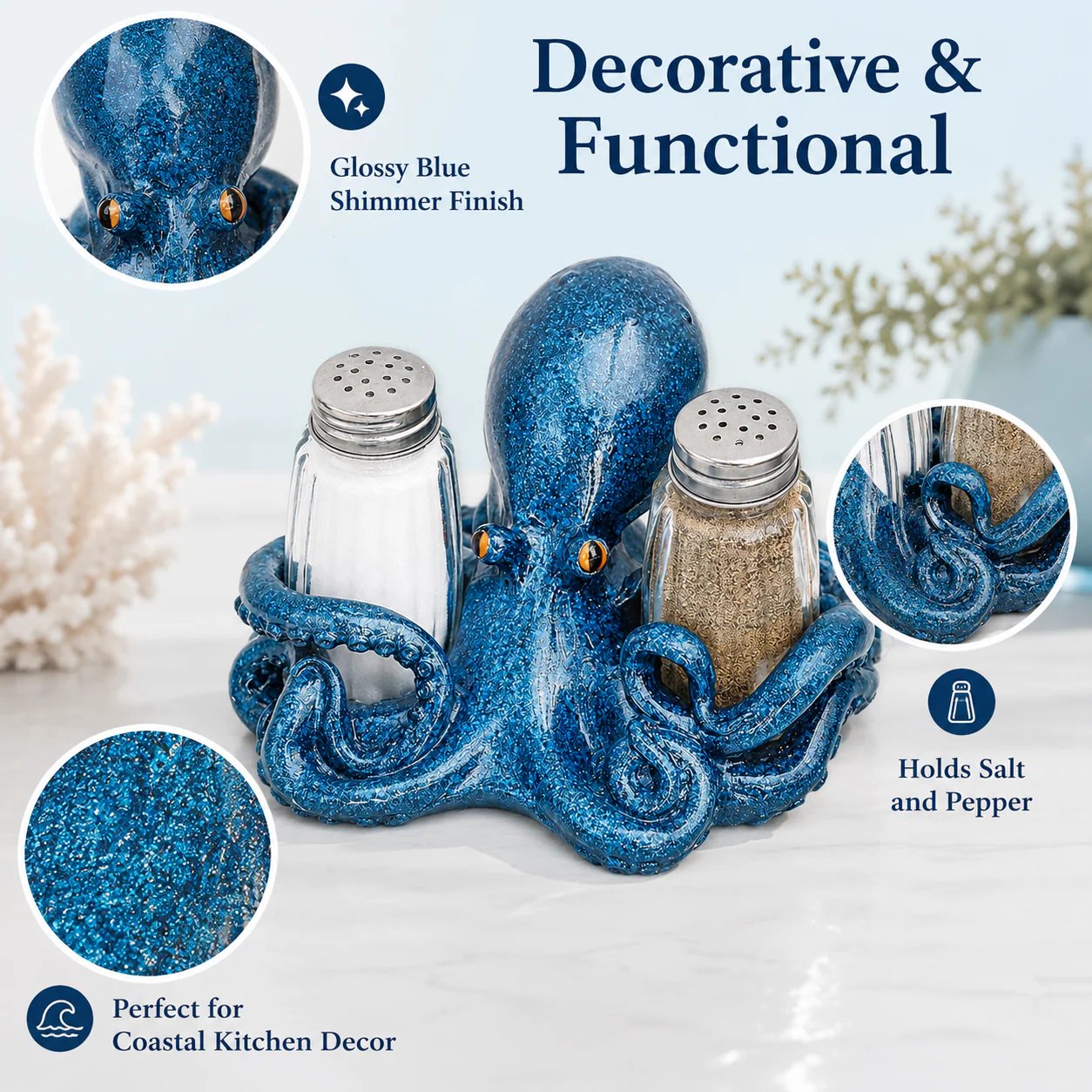 ⚡Hot Sales 🔥Coastal Animal Salt & Pepper Shaker Holder Set