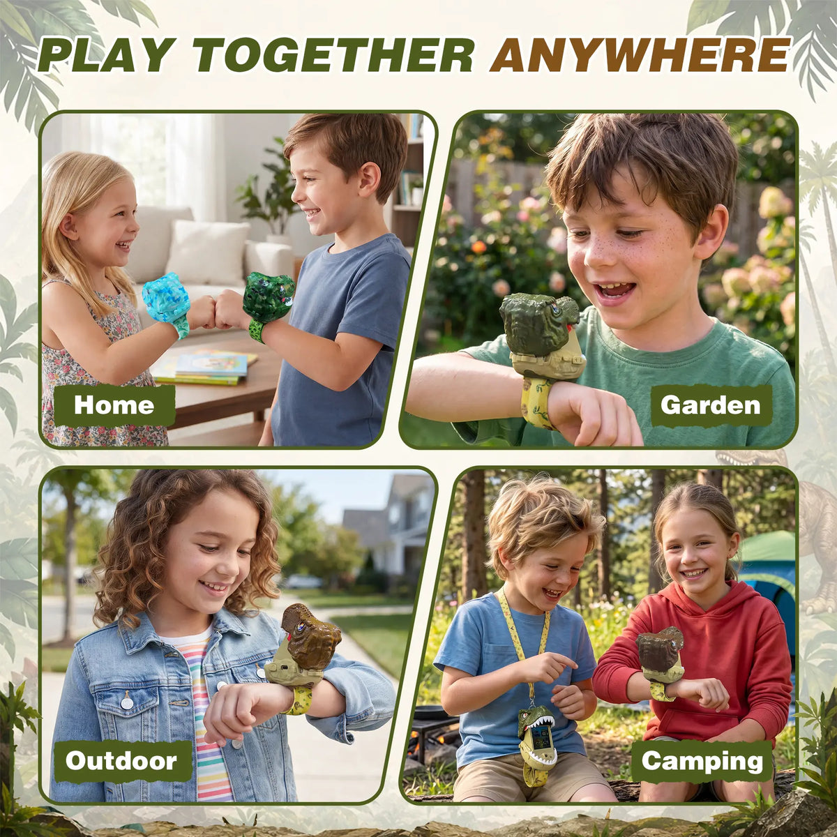 Kids Video Walkie-Talkies 2-Pack, Dinosaur Wrist Two-Way Video Chat Toy