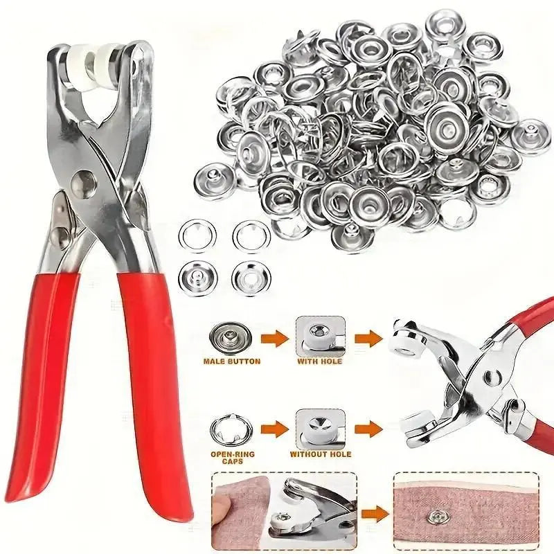 🔥✨100 pcs Invisible Colored Metal Buckle & Manual Pressure Pliers Kit