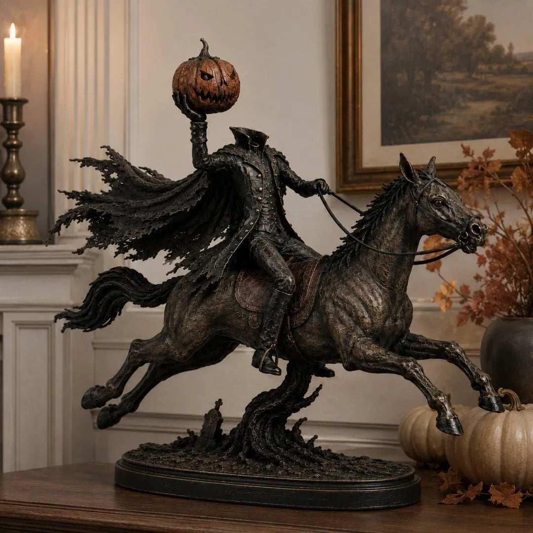 🎃🏇Midnight Chase Headless Horseman Statue