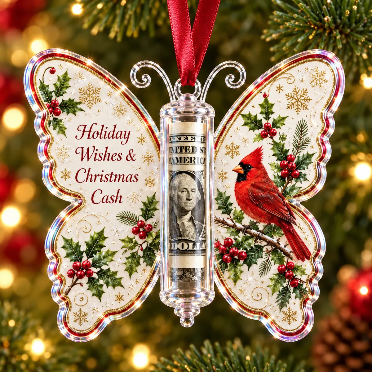🦋💵 Christmas Cash Gift Butterfly Ornament🎄✨