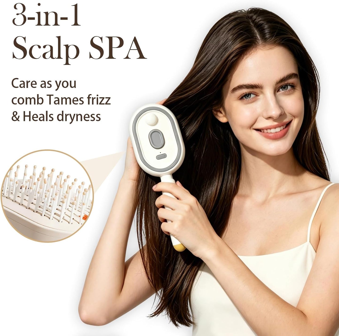 Electric Spray Air Cushion Massage Comb, Self-Cleaning Anti-Tangle Hair Brush, Anti-Static Volumizing Scalp Massage Brush for Dry Frizzy Hair Care