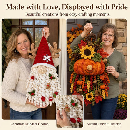 🎃Halloween Early Bird Special Sale 🧶 DIY Seasonal 3D Crochet Door Hanger Kit Collection | ⏳Coordinated Yarn, Filling, Accessories & Step-by-Step Instructions Included 💕
