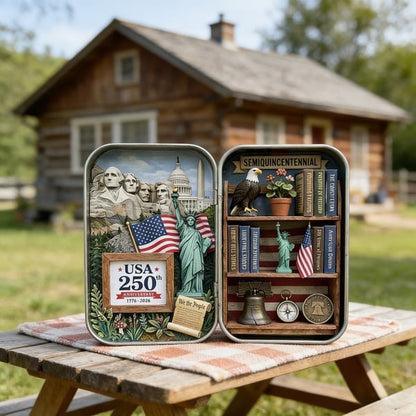 🔥 ❤️🗽USA 250th Anniversary Pocket Diorama Tin