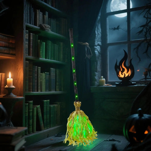 🧙‍♂️Witches Broom Halloween Decor - 35" Animated Light up Moving Broomstick