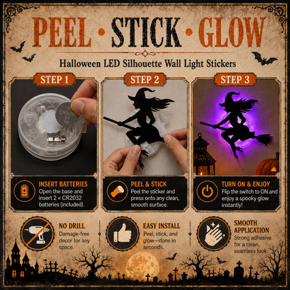 Halloween LED Silhouette Wall Stickers Battery Powered