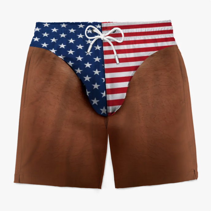Custom Funny Patriotic Face Swim Trunks for Men