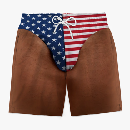 Custom Funny Patriotic Face Swim Trunks for Men