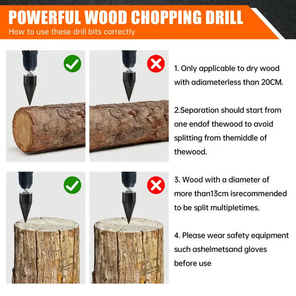 WOOD LOG SPLITTER FIREWOOD DRILL BIT