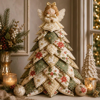 🎄🧵DIY Quilted Christmas Tree Kit – Handmade Fabric Holiday Tabletop Tree Decor