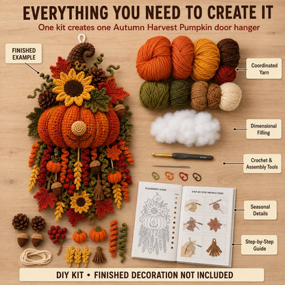 🎃Halloween Early Bird Special Sale 🧶 DIY Seasonal 3D Crochet Door Hanger Kit Collection | ⏳Coordinated Yarn, Filling, Accessories & Step-by-Step Instructions Included 💕