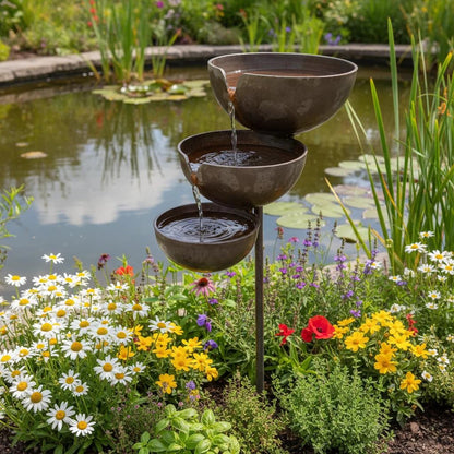 🌿🐦Bring Life Back To Your Garden – Peaceful Cascading Rain Catcher Bird Bath For Welcoming Garden Wildlife🌿🐦