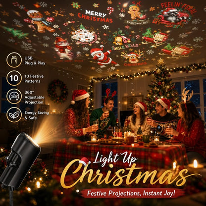 📽️Plug-&-Play HD Christmas Projector – 6 or 10 Festive Scenes
