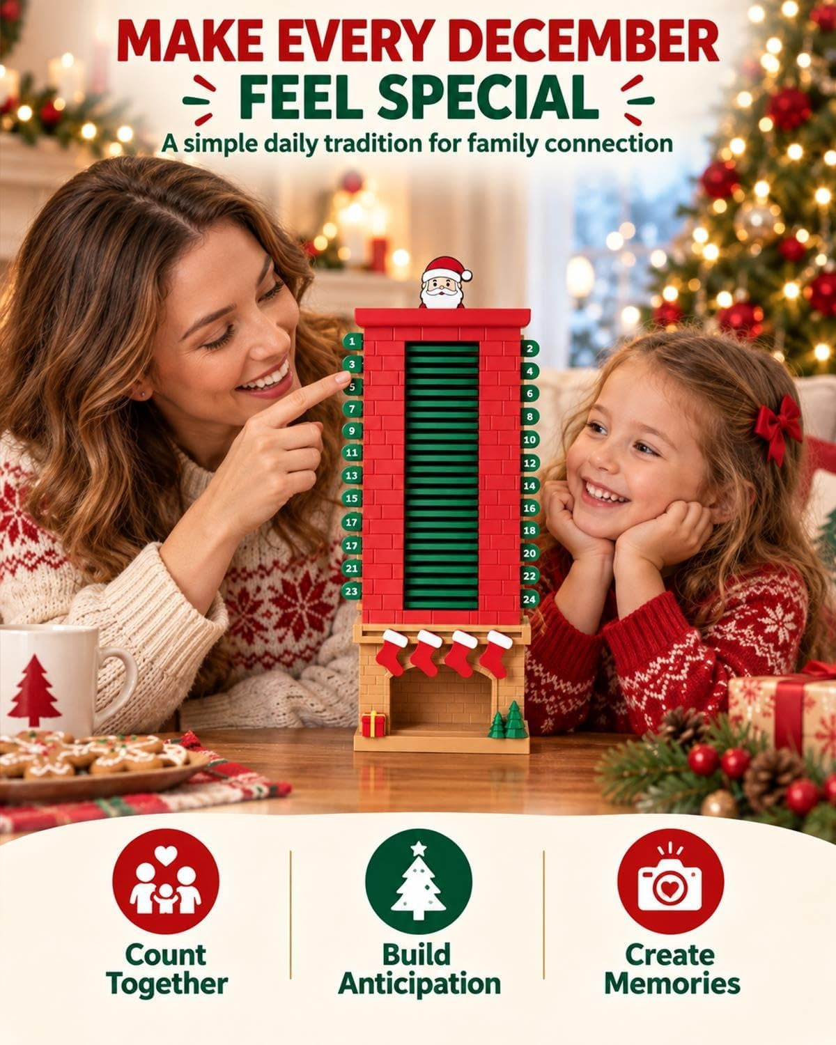 🎅 3D Printed Santa Chimney Advent Calendar – 24-Day Christmas Countdown 🎄