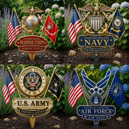 🔥US Military Branch Tribute Garden Stake Collection