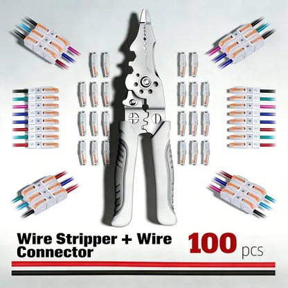 ⚙️Universal Quick Lever Electrical Wire Connectors (24-12 AWG) Assortment (50/100Pcs) + Wire Stripper