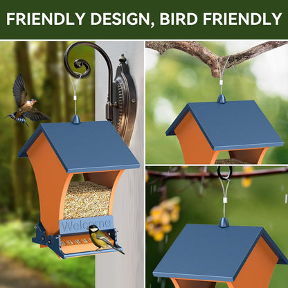 Hanging Squirrel Proof Bird Feeders for Outside for Finch, Cardinal, Bluebird, Blue Jay, Wild Bird