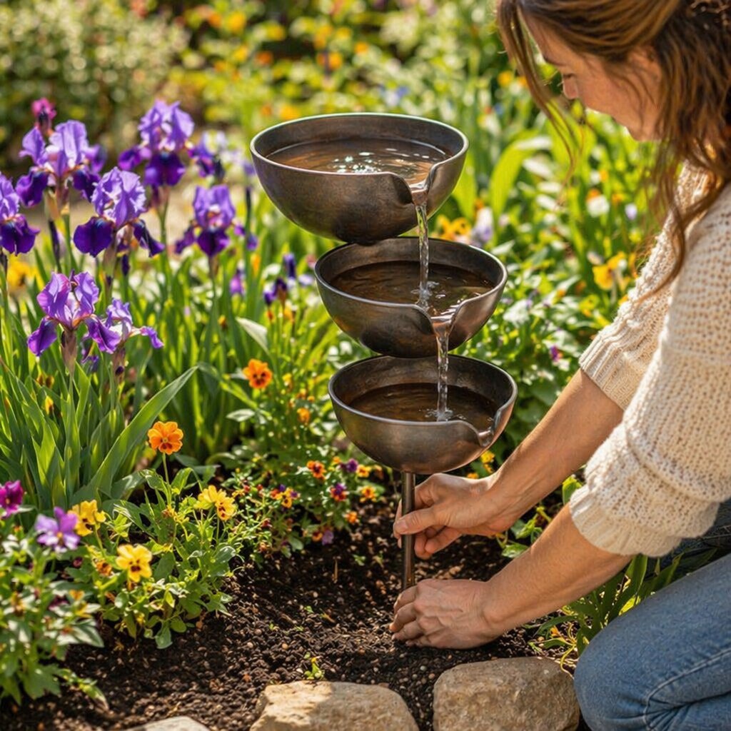 🌿🐦Bring Life Back To Your Garden – Peaceful Cascading Rain Catcher Bird Bath For Welcoming Garden Wildlife🌿🐦