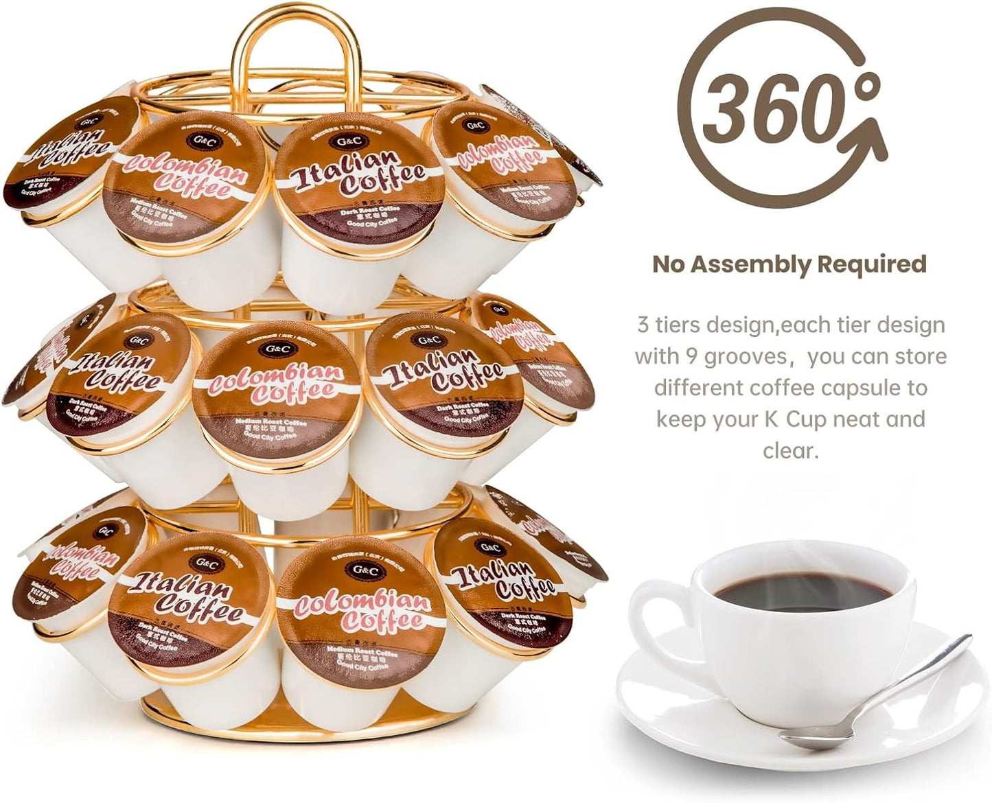 ☕ 27-Pod 360° Rotating Coffee Pod Organizer