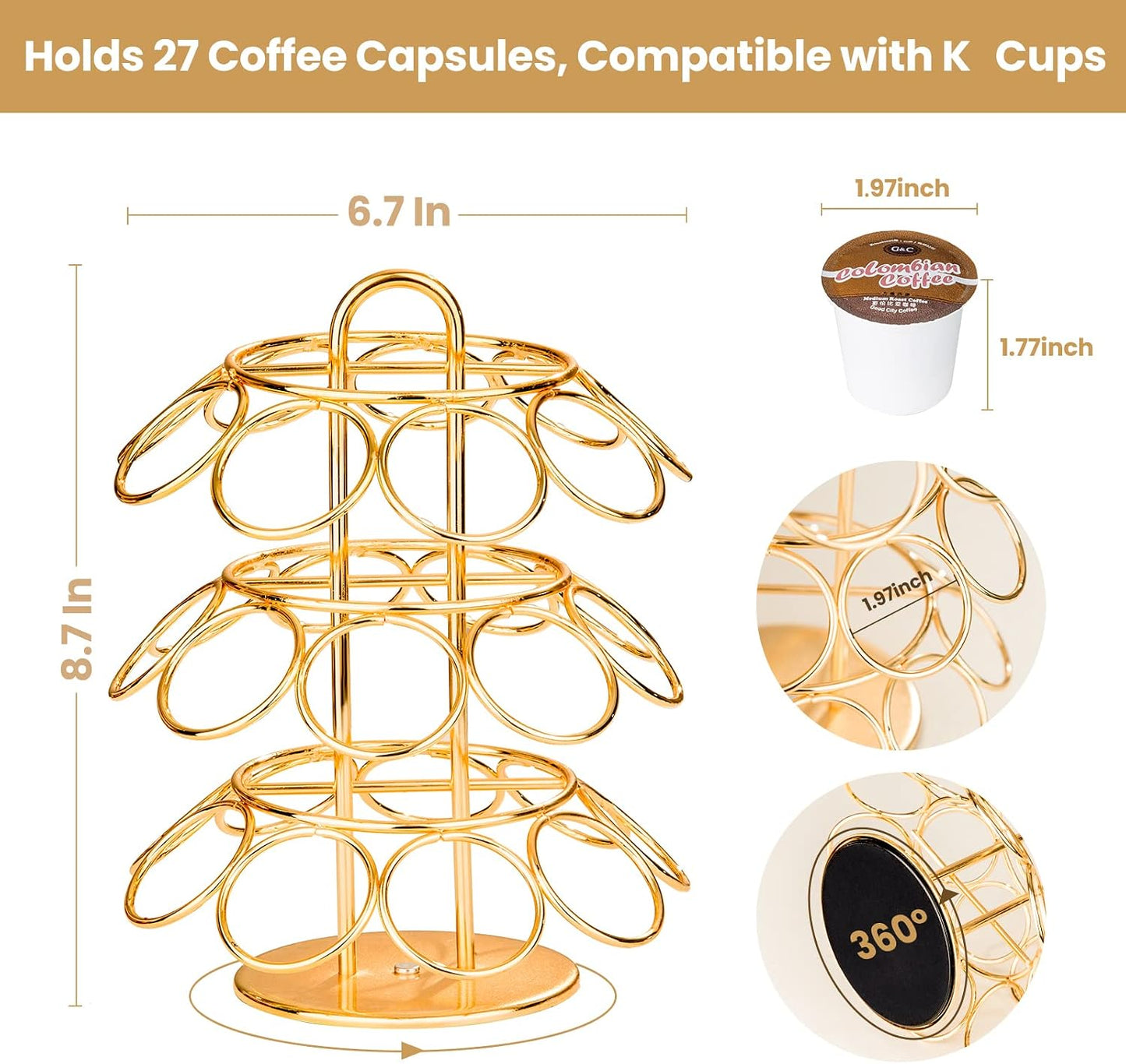 ☕ 27-Pod 360° Rotating Coffee Pod Organizer