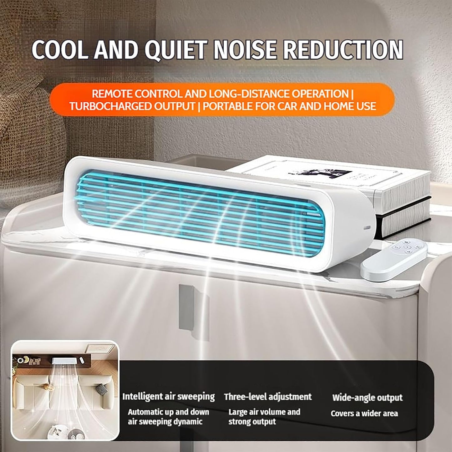 【90S Cool Down the Whole Room】Tower Fan Standing and Lying Down Air Conditioner
