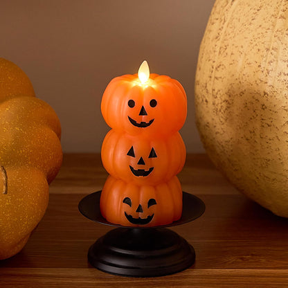 🎃🕯️ STACKED JACK-O'-LANTERNS FLAMELESS LED CANDLE