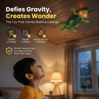 Rechargeable Remote Control Wall Climbing Robot Lizard | 360° Rotation, Low Noise, LED Lights | Fun Wall Crawler Prank Toy for Kids Ages 4+ (Green)