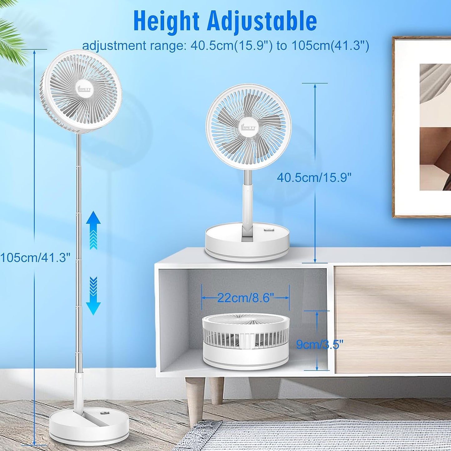 🌀Summer Promotion! 🔋 Telescopic Folding USB Charging Fan – Adjustable height, quiet operation & portable – perfect for desk, travel or outdoor use 💨
