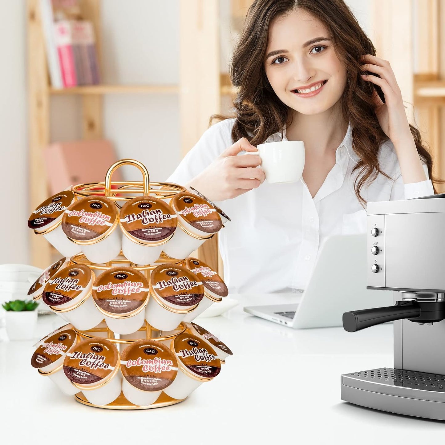 ☕ 27-Pod 360° Rotating Coffee Pod Organizer