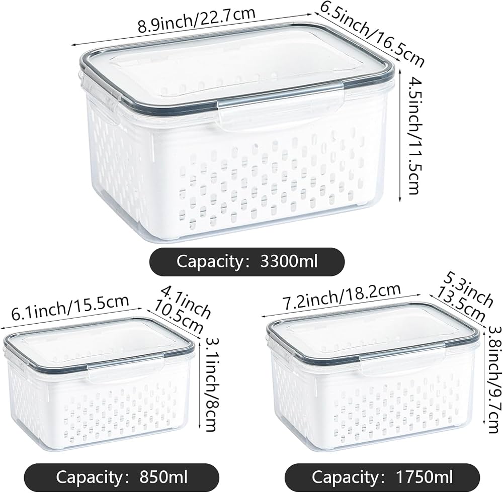 🍅Food Storage Containers for Fridge with Removable Colander
