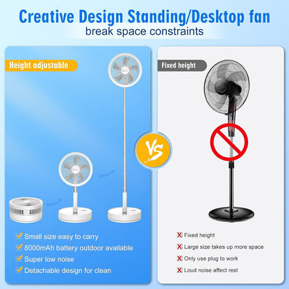 🌀Summer Promotion! 🔋 Telescopic Folding USB Charging Fan – Adjustable height, quiet operation & portable – perfect for desk, travel or outdoor use 💨