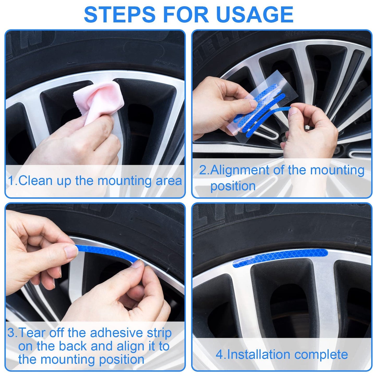 20 PCS Creative Wheel Hub Rim Reflective Stickers