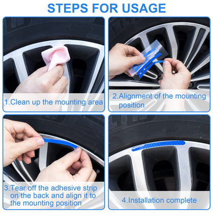 20 PCS Creative Wheel Hub Rim Reflective Stickers