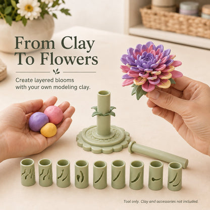 🌷Modular Clay Bloom Maker with 9 Shaping Sleeves🎨