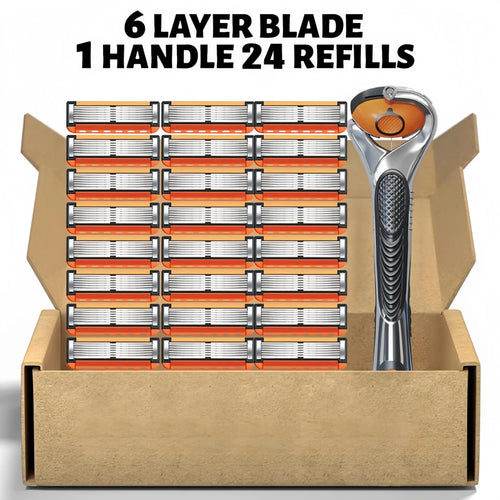 Men's razor replacement blade set, 24/48 blades (with free handle) - Ultra-sharp stainless steel blades for a smooth shave, men's double-edge razor blades, men's travel razor set